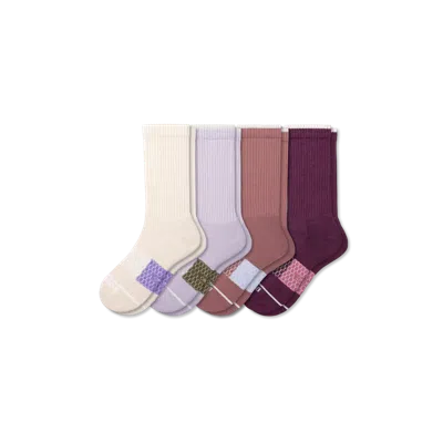 Bombas Merino Wool Blend Calf Sock 4-pack In Cocoa Purple Mix