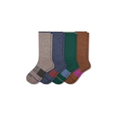Bombas Merino Wool Blend Calf Sock 4-pack In Forest Navy Mix