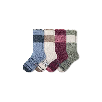 Bombas Merino Wool Blend Calf Sock 4-pack In Moss Plum Heather Mix