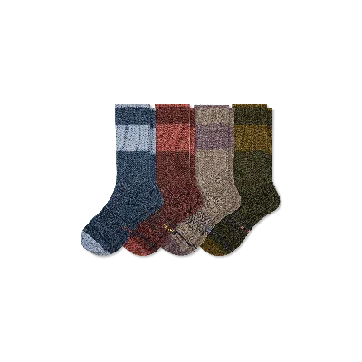 Bombas Merino Wool Blend Calf Sock 4-pack In Navy Cocoa Heather Mix