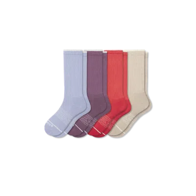 Bombas Merino Wool Blend Calf Sock 4-pack In Surf Flower Mix