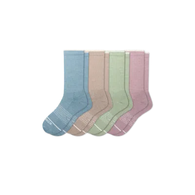 Bombas Merino Wool Blend Calf Sock 4-pack In Aqua Peony Mix