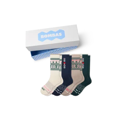 Bombas Merino Wool Blend Calf Sock 4-pack Gift Box In Winter Bloom Mix