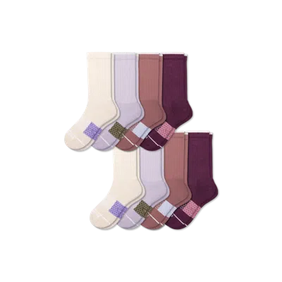 Bombas Merino Wool Blend Calf Sock 8-pack In Cocoa Purple Mix