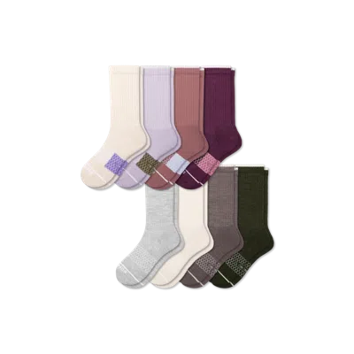 Bombas Merino Wool Blend Calf Sock 8-pack In Cocoa Purple Neutrals