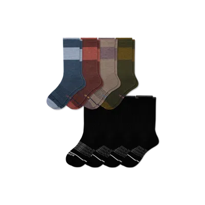 Bombas Merino Wool Blend Calf Sock 8-pack In Dark Cocoa Black Mix