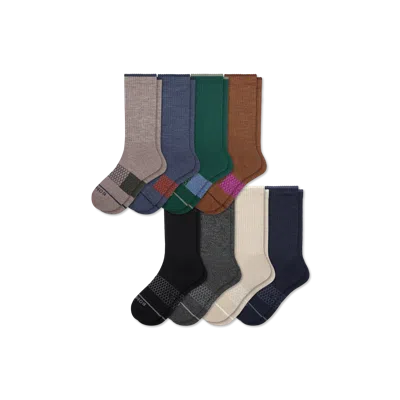 Bombas Merino Wool Blend Calf Sock 8-pack In Forest Navy Multi