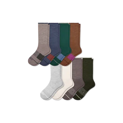 Bombas Merino Wool Blend Calf Sock 8-pack In Forest Navy Neutral