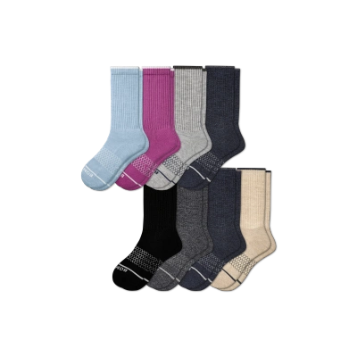 Bombas Merino Wool Blend Calf Sock 8-pack In Purple Blue Multi