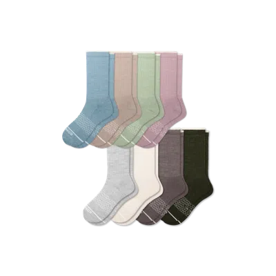 Bombas Merino Wool Blend Calf Sock 8-pack In Aqua Neutrals Mix