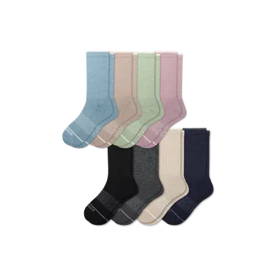 Bombas Merino Wool Blend Calf Sock 8-pack In Aqua Peony Mix