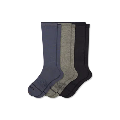Bombas Merino Wool Blend Everyday Compression Knee High Sock 3-pack (15-20mmhg) In Slate Navy Mix