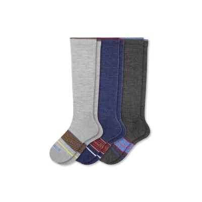 Bombas Merino Wool Blend Everyday Compression Sock 3-pack (15-20mmhg) In Blue Haze Mix
