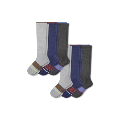 Bombas Merino Wool Blend Everyday Compression Sock 6-pack (15-20mmhg) In Blue Haze Mix