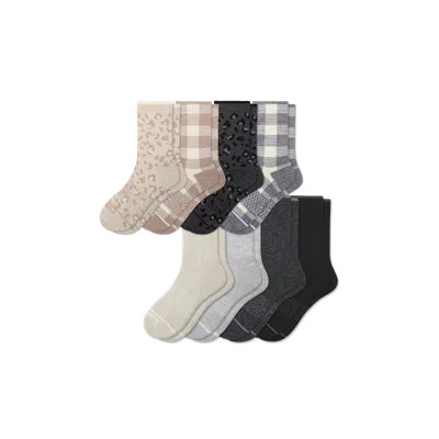 Bombas Merino Wool Blend Half Calf Sock 8-pack In Leopard Gingham Mix
