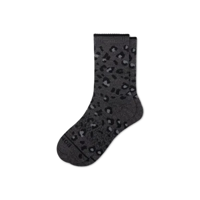 Bombas Merino Wool Blend Half Calf Socks In Black Leopard