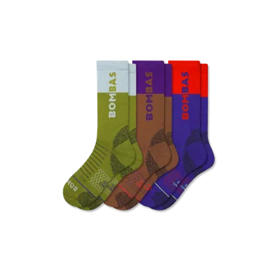 Bombas Merino Wool Blend Hiking Performance Calf Sock 3-pack In Multi