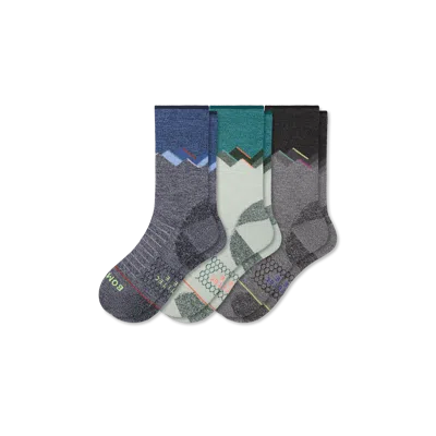 Bombas Merino Wool Blend Hiking Performance Calf Sock 3-pack In Charcoal Ash Mix