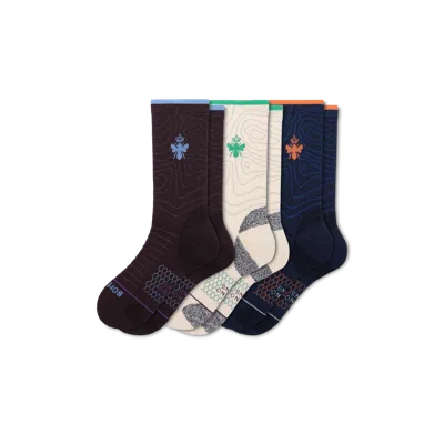 Bombas Merino Wool Blend Hiking Performance Calf Sock 3-pack In Trail Mix