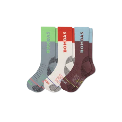 Bombas Merino Wool Blend Hiking Performance Calf Sock 3-pack In Vintage Plum Mix