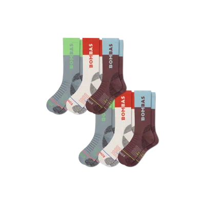 Bombas Merino Wool Blend Hiking Performance Calf Sock 6-pack In Vintage Plum Mix
