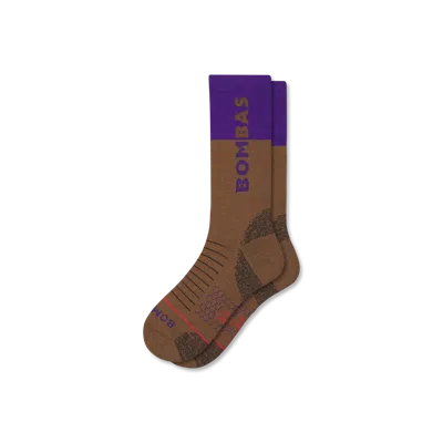 Bombas Merino Wool Blend Hiking Performance Calf Socks In Dusted Cocoa