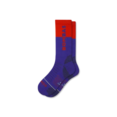 Bombas Merino Wool Blend Hiking Performance Calf Socks In Lava Blue