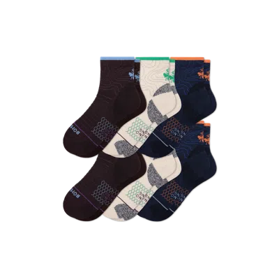 Bombas Merino Wool Blend Hiking Performance Quarter Sock 6-pack In Trail Mix