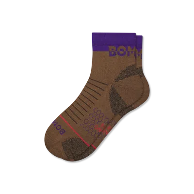 Bombas Merino Wool Blend Hiking Performance Quarter Socks In Dusted Cocoa