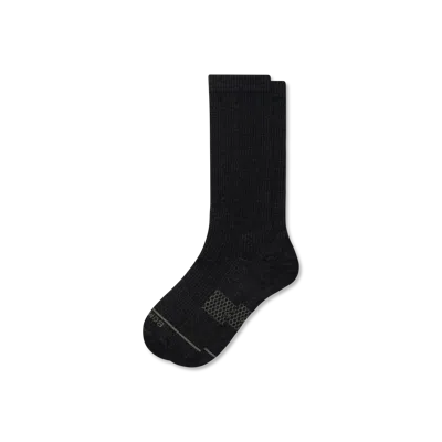 Bombas Merino Wool Blend Modern Rib Calf Socks In Black