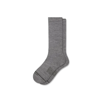 Bombas Merino Wool Blend Modern Rib Calf Socks In Gray