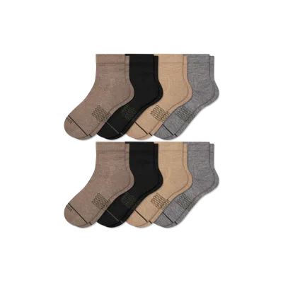 Bombas Merino Wool Blend Modern Rib Quarter Sock 8-pack In Brown