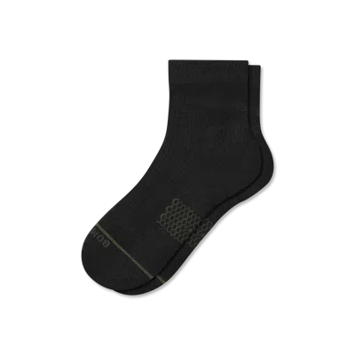 Bombas Merino Wool Blend Modern Rib Quarter Socks In Black