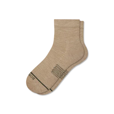 Bombas Merino Wool Blend Modern Rib Quarter Socks In Toasted Coconut