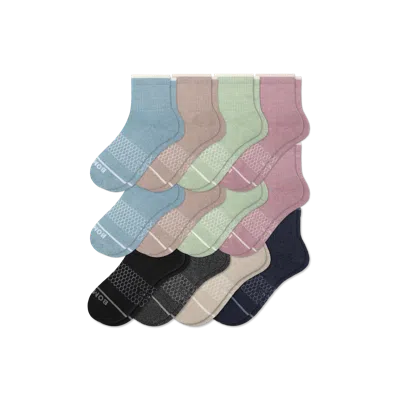 Bombas Merino Wool Blend Quarter Sock 12-pack In Aqua Neutrals Mix