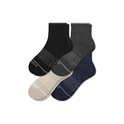 Bombas Merino Wool Blend Quarter Sock 4-pack In Dark Mix