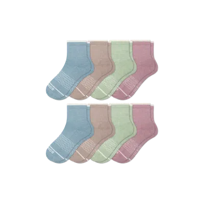 Bombas Merino Wool Blend Quarter Sock 8-pack In Aqua Peony Mix