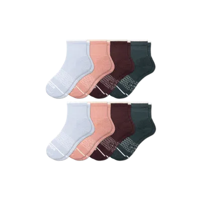 Bombas Merino Wool Blend Quarter Sock 8-pack In Blue Blush Mix