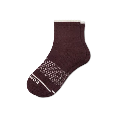 Bombas Merino Wool Blend Quarter Socks In Burgundy