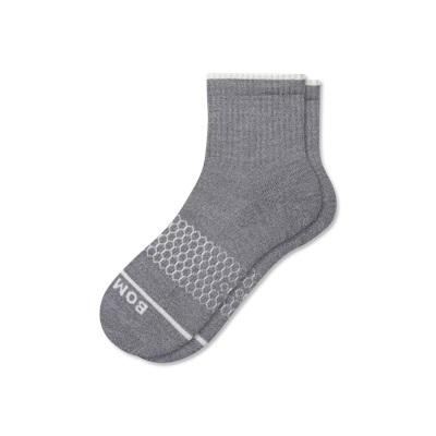 Bombas Merino Wool Blend Quarter Socks In Gray