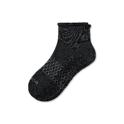 Bombas Merino Wool Blend Roll-top Gripper House Socks In Deep Charcoal
