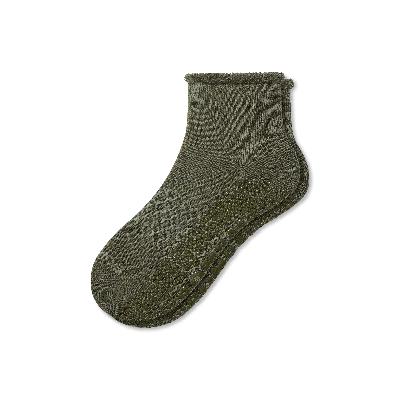 Bombas Merino Wool Blend Roll-top Gripper House Socks In Soft Olive