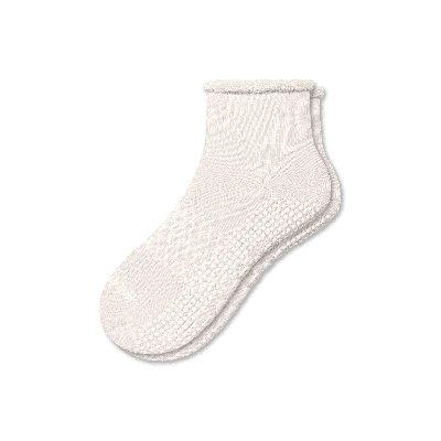 Bombas Merino Wool Blend Roll-top Gripper House Socks In Warm Ivory