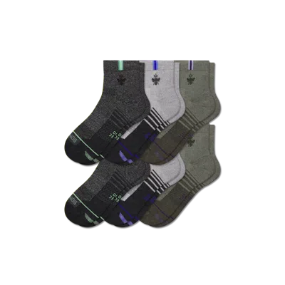 Bombas Merino Wool Blend Run Quarter Sock 6-pack In Meteor Mix