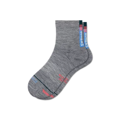 Bombas Merino Wool Blend Run Quarter Socks In Black