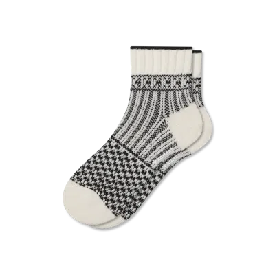 Bombas Merino Wool Blend Sweater Quarter Socks In White