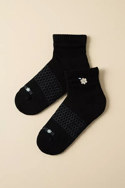 Bombas Mini Embroidered Flower Crew Socks In Black