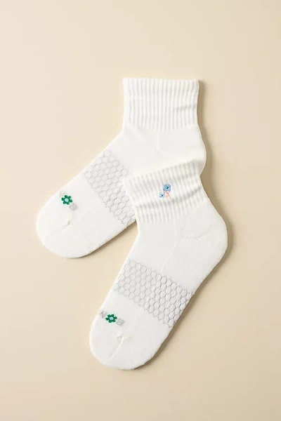 Bombas Mini Embroidered Flower Crew Socks In White