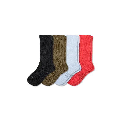 Bombas Modern Rib Calf Sock 4-pack In Olive Blue Mix