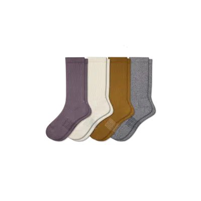 Bombas Modern Rib Calf Sock 4-pack In Steel Brownstone Mix